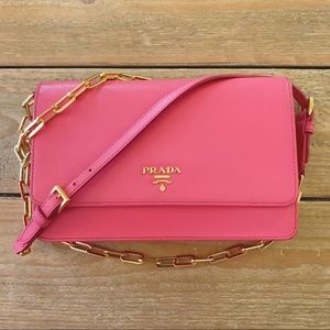 PRADA Crossbody Coral Pink Wallet On Chain